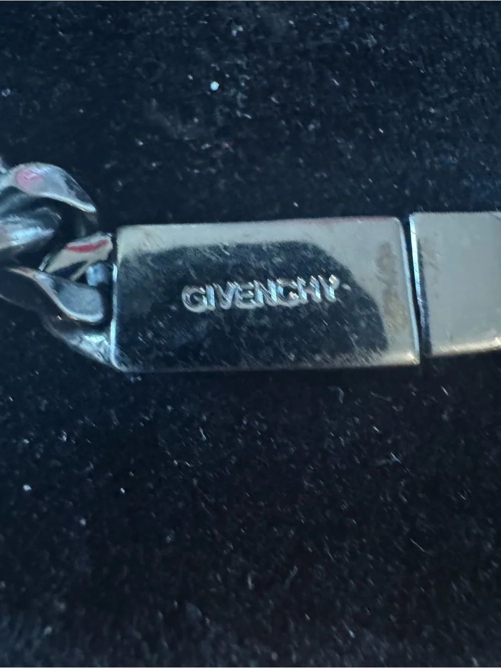 Givenchy Gunmetal Chain Necklace with Dark Gray Stones 16 inches